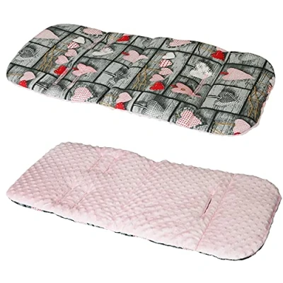 Image of Cotton &amp; Bubble Fleece Pram Insert, Liner Covers 5pt Universal Reversible (Hearts/Pink)