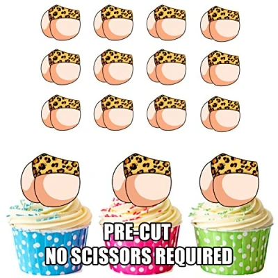 Image of AK Giftshop PRE CUT Funny, Rude Bums Edible Cupcake Toppers/Cake Decorations (Pack of 12)