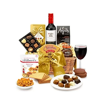 Image of Keats Red Wine Hamper Premium Gift Set with Cabernet Sauvignon, Luxury Chutney, Oatcakes, Chocolates Birthday Gifts, Hampers for Men and Women, from Regency