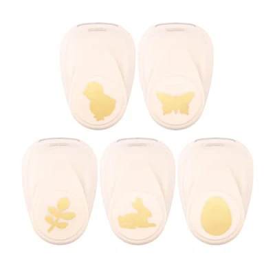 Image of Vaessen Creative Craft Paper Punch Easter 5 Pcs Various Sizes Circle Cutter for Crafting and Card Making Rabbit, Egg, Leaf, Little Chick, Butterfly