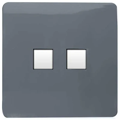 Image of Trendi Artistic Modern Glossy 2 Gang Tactile RJ45 Cat 5e&amp;Cat 6 PC Ethernet Socket Warm Grey