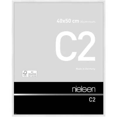 Image of nielsen C2 Photo Frame, 40x50cm White Aluminium Picture Frame with Protective Float Glass and Push Turn Clips Polished