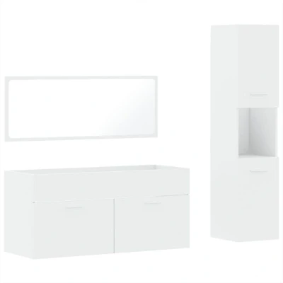 Image of vidaXL 3 Piece Bathroom Furniture Set White Engineered Wood