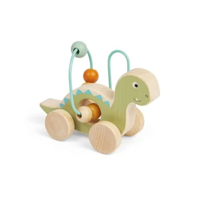 Image of Bigjigs Toys Push Along Diplodocus 2 in 1 Wooden Dinosaur &amp; Bead Frame, Baby Toddler Toy, Eco Friendly Gifts For Babies Toddlers, Age 12 + Months