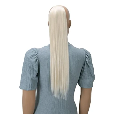 Image of CAISHA 24&quot; Hairpiece Clip On Ponytail With Two Bands Longhair Extension Straight White Blond HC4