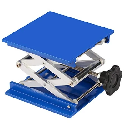 Image of stonylab 8x8 inch Lab Jack, 200x200 mm Anodized Alumunium Top Deck Laboratory Support Jack Platform Lift Stand Table Scissor with 15 KG Weight, 60 to 320 Vertical Range