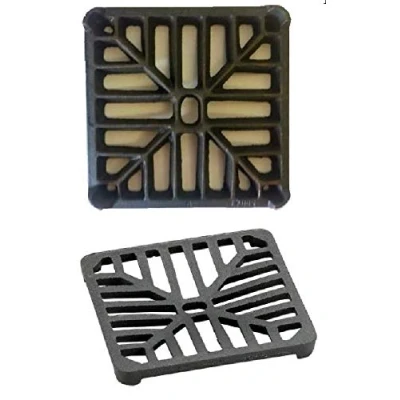 Image of 6&quot; x 152mm 9mm Thick Square Cast Iron Gully Grid/Grate Heavy Duty Drain Cover Black Satin Finish Deliveries to Mainland UK ONLY