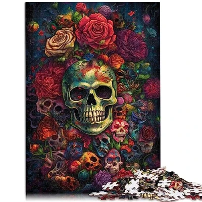 Image of Jigsaw puzzles for Adults Skull and Roses Rose 1000 Piece Puzzle Game Cardboard Adults&amp; Kids Age 12 Years Up Family Games /26 * 38cm.