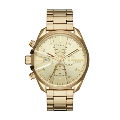 Image of Diesel Watch for Men Ms9 Chrono, Chronograph Movement, 47 mm Gold Stainless Steel Case with a Strap, DZ4475