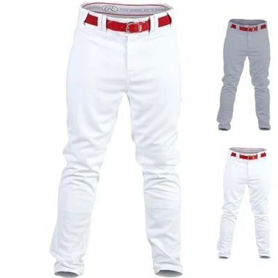 Image of Rawlings PRO 150 Series Game/Practice Baseball Pant Adult Solid Color Relaxed Fit &amp; Jogger Full Length White