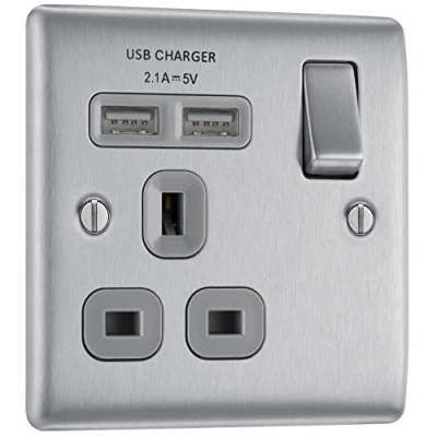 Image of BG Electrical Fast Charging Switched Single Socket with Two USB Ports