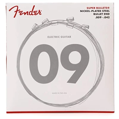 Image of Fender Super Bullet® Strings for Electric Guitar, Nickel Plated Steel, Bullet End, 3250L Gauges .009 .042, (6)