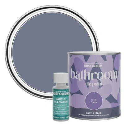 Image of Rust Oleum Blue Water Resistant Bathroom Tile Paint In Satin Hush 750ml