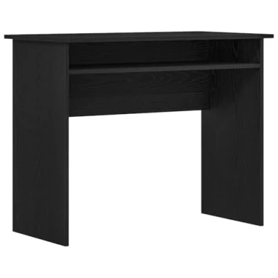 Image of vidaXL Black Oak Engineered Wood Desk 90x50x74 cm Office/Study Furniture with Ample Storage Space and Easy Maintenance