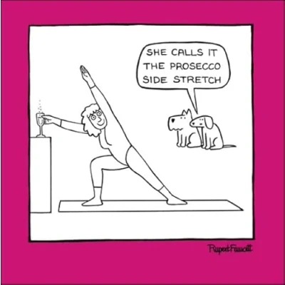 Image of Woodmansterne General Female Funny Birthday/Blank Card for Women Yoga and Prosecco Eco Friendly &amp; Recyclable