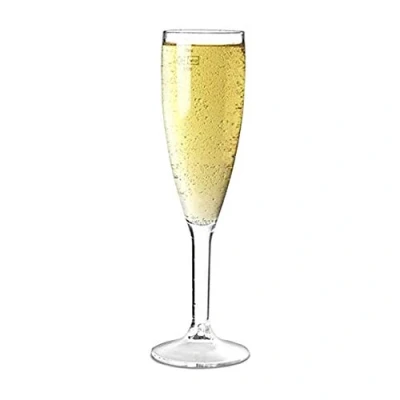 Image of Elite Premium Polycarbonate Champagne Flutes 7oz Lined and CE stamped at 175ml Pack of 12 Plastic Reusable Glasses, Virtually Unbreakable &amp; Marked Ideal for Parties, Outdoors Event Catering