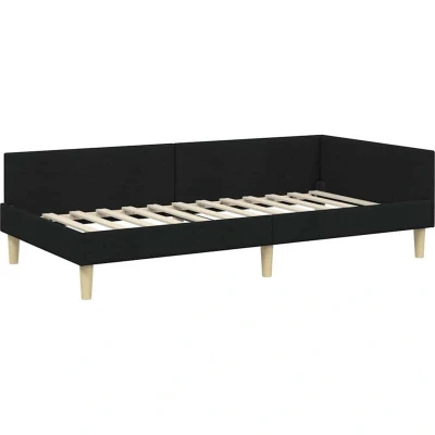 Image of vidaXL Corner Bed Frame Black 90 x 190 cm Fabric and Engineered wood