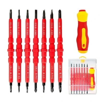 Image of 1 Set of 7 in Insulated Screwdriver Set, Multifunctional Magnetic Screwdriver, Electrical Electrician Repair Tool