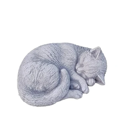 Image of gartendekoparadies.de Sleeping cat, stone figure, H. 11 cm, 4.5 kg, gray, frost proof made of cast for outdoor use