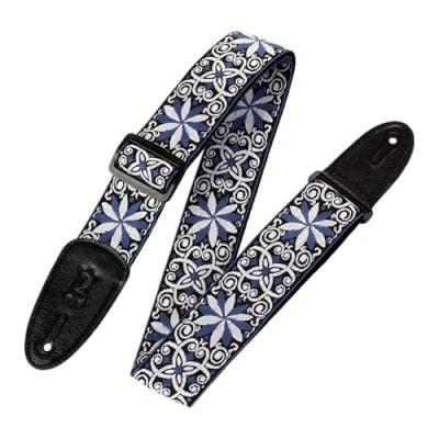 Image of Levy&#039;s Leathers M8HT 10 Guitar Strap, 60s, Hootenanny Decoration Woven in Jacquard Technique, Leather Ends, Approx. 5cm Wide