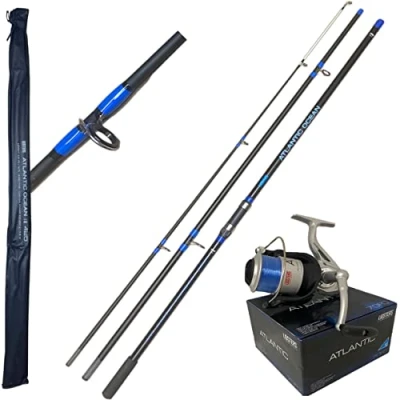 Image of LFS Blue ocean Sea Beach Fishing Rod 15ft 4.5m 3pc + Atlantic 70 Reel