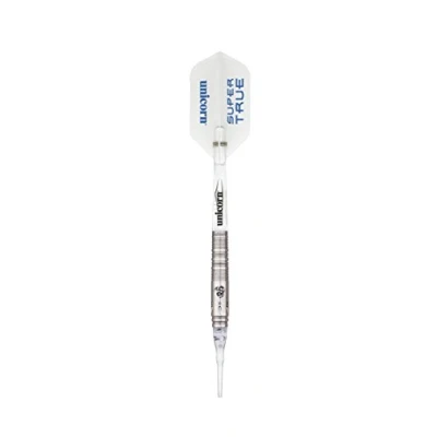 Image of Unicorn Unisex Super True 90% Tungsten Soft Tip Darts, silver, 19G UK