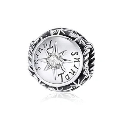 Image of Taurus Constellation Charm 925 Sterling Silver Birthstone Lucky Birthday Anniversary Faith Love for Pandora Bracelet (Taurus(4.20 5.20))