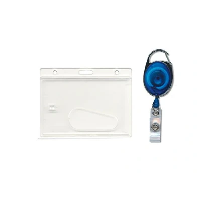 Image of ID Card It Holder Enclosed Pass &amp; Premier Yo Retractable Reel Blue