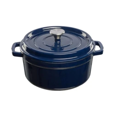Image of GRAND FEU Dutch Oven Cast Iron Cooking Pot With Lid I Blue / 4.7 L 26 cm Casserole Dish Grandfeu Enamelled