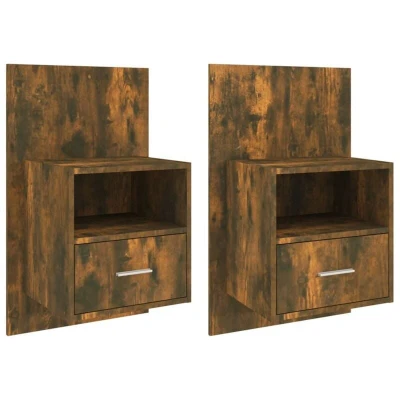 Image of vidaXL Wall mounted Bedside Cabinets 2 pcs Smoked Oak