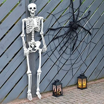 Image of Cackle &amp; Co 5ft Hanging Skeleton Decoration Halloween Party Prop Full Size Poseable Jointed