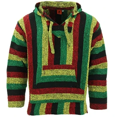Image of LOUDelephant Recycled Mexican Baja Jerga Hoody Rasta (XX Large)
