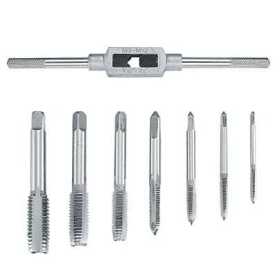 Image of lzijun 8 Pcs Tap Wrench Set, Adjustable Reamer Thread Metric Metal Insert Machine Ratcheting Screw for Tapping, M3/M4/ M5/M6/M8/M10/M12