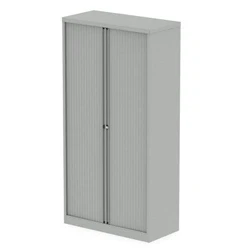 Image of Qube by Bisley 2000mm Side Tambour Cupboard Goose Grey No Shelves