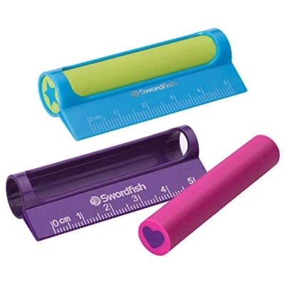 Image of Swordfish ‘LineOut Mini Ruler Eraser’ with 5 cm [Pack of 1] PVC and Phthalate Free Eraser Pink/Purple or Blue/Green [40371]