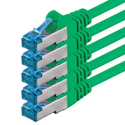 Image of 1aTTack.de 5 X 3 M CAT6a Ethernet Network Patch cable 10000 Mbit s SFTP PIMF 500 MHz green