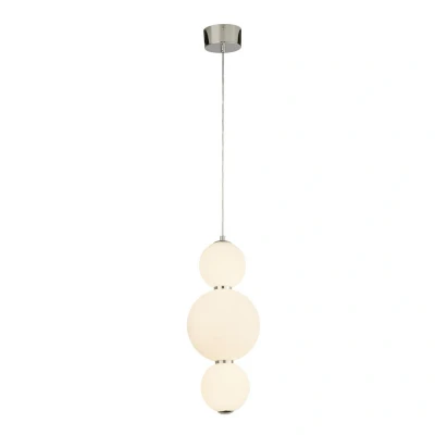 Image of 3 Light Pendant, Chrome With Opal Glass Shade