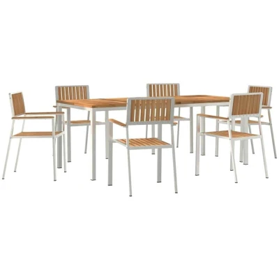 Image of vidaXL 7 Piece Garden Dining Set Solid Wood Teak