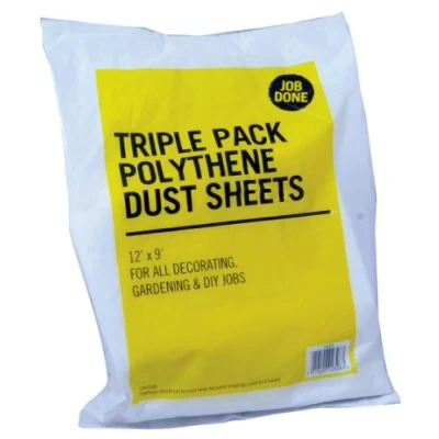 Image of Triple Pack Polythene Dust Sheets 12&#039; x 9&#039; for All Decorating, Gardening &amp; DIY Jobs