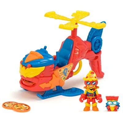 Image of SuperThings Pizzacopter. The Helicopter with Pizza Disc Launcher. Includes 1 Exclusive Kazoom Kid And SuperThing
