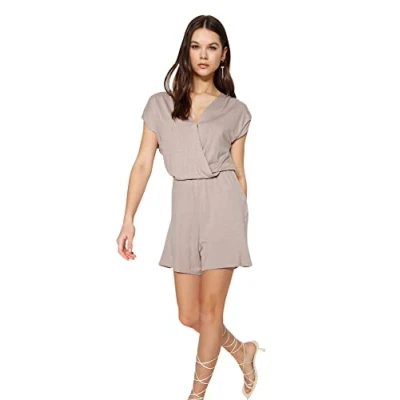 Image of Trendyol Women&#039;s Woman Plain Knit Jumpsuit Overalls, Mink, S