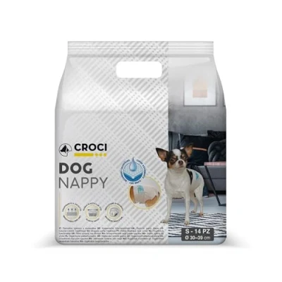 Image of Croci Dog Nappy Female Diapers Absorbent Pants for in Heat Panties Dogs Period and Pee, Anti odour, Disposable, 12 Pieces, Size S, 23 25 cm