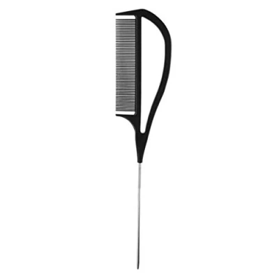 Image of ABC Hair Rat Tail Pin Comb Resistant Anti Static Stainless Steel Bucket Lift (Black)
