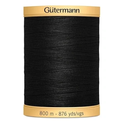 Image of Gutermann Natural Cotton Sewing Thread 800m Black 5201 Each