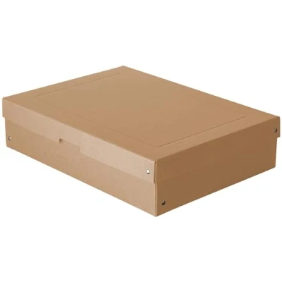 Image of FALKEN Original PureBox Nature. made in Germany, 100 mm high, DIN A3. Storage box with lid of sturdy cardboard, vegan gift box, transport all purpose brown