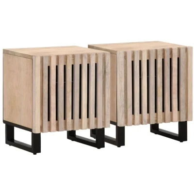 Image of vidaXL Bedside Cabinets 2 pcs 40x34x46 cm Solid Wood Bleached Mango