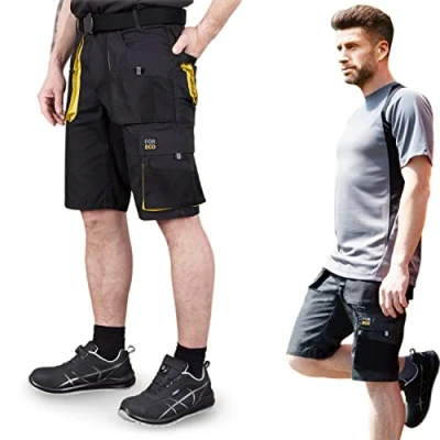Image of Men&#039;s Shorts Summer Work with 6 Pockets in 4 Colours &amp; Sizes S 3XL, black/yellow, 3xl