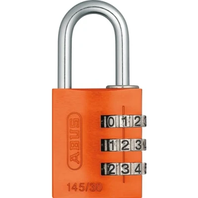 Image of ABUS combination lock 145/30 Orange Luggage lock, locker and much more. Aluminium padlock individually adjustable numerical code security level 3