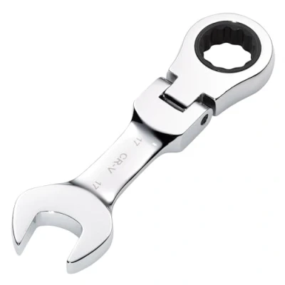 Image of Draper HI TORQ Metric Stubby Flexible Head Ratchet Combination Spanner, 17mm