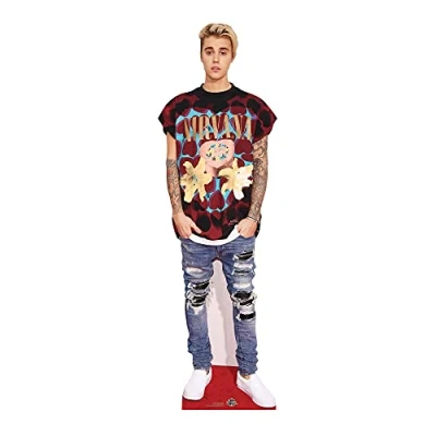 Image of Star Cutouts Ltd SC1110 JUSTIN BIEBER Life Size Cut Out with Mini Version, Cardboard, Multi Colour, 176 x 53 cm